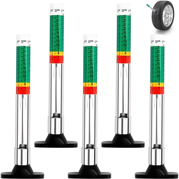 Dailygoods- Bandprofielmeter Kleurgecodeerd - 5-delige Set - Precisie - Herbruikbaar - Efficiënt - Eenvoudig af te lezen - Banddieptemeter