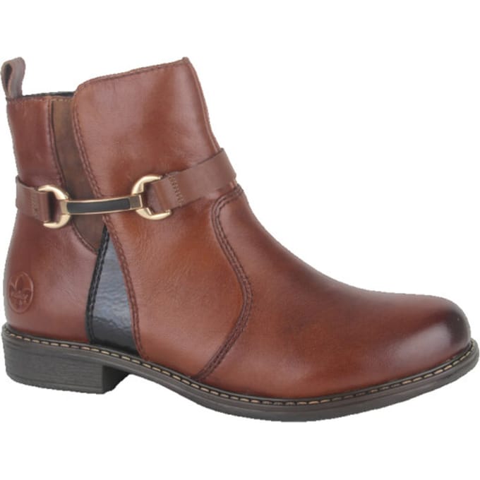 Rieker art. 74856-22 bruine leren enkellaars dames
