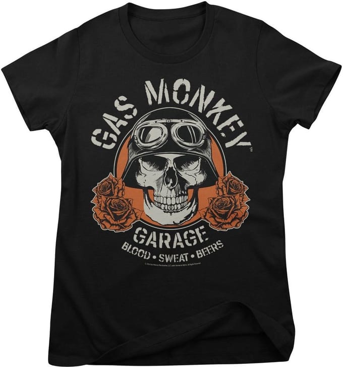 Gas Monkey Garage T-shirt Skull Girly Tee GMG-5-GMG042-H76-5