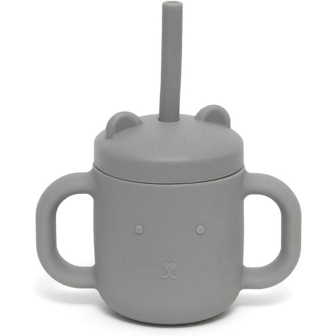 Petit Monkey siliconen sippy cup met oren pewter green