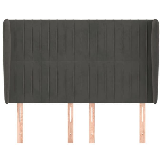 vidaXL - Hoofdbord - met - randen - 147x23x118/128 - cm - fluweel - donkergrijs