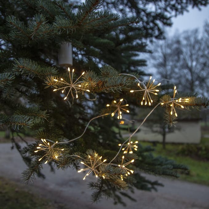 Star Trading buitenverlichting 'Flower', 8 lampjes, 96 LED's, batterij + timer, transparant, daglichtwit, L 210cm