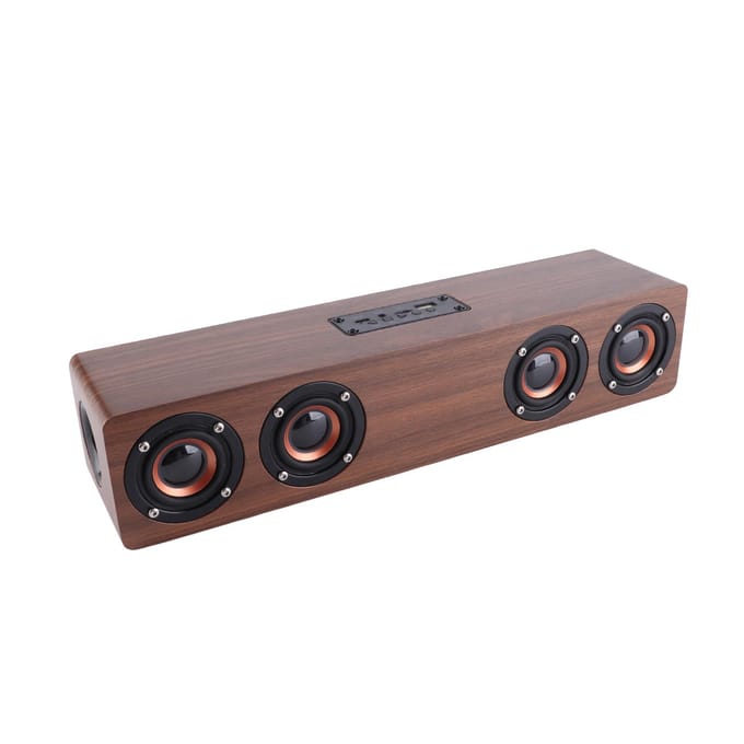 W8C Hoogwaardige Bluetooth-luidspreker van massief hout met LED-klokweergave en FM-functies