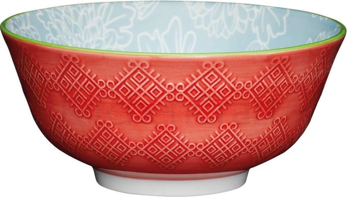 Kitchencraft Keramische Kom Met Bladprint En Terracotta-look Oranje