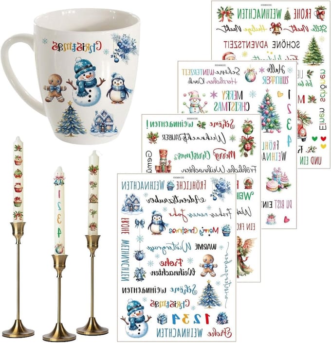 Set van 4 Kerststickers voor Kinderen - Creatieve DIY Kaarten, Scrapbooking en Album Decoratie