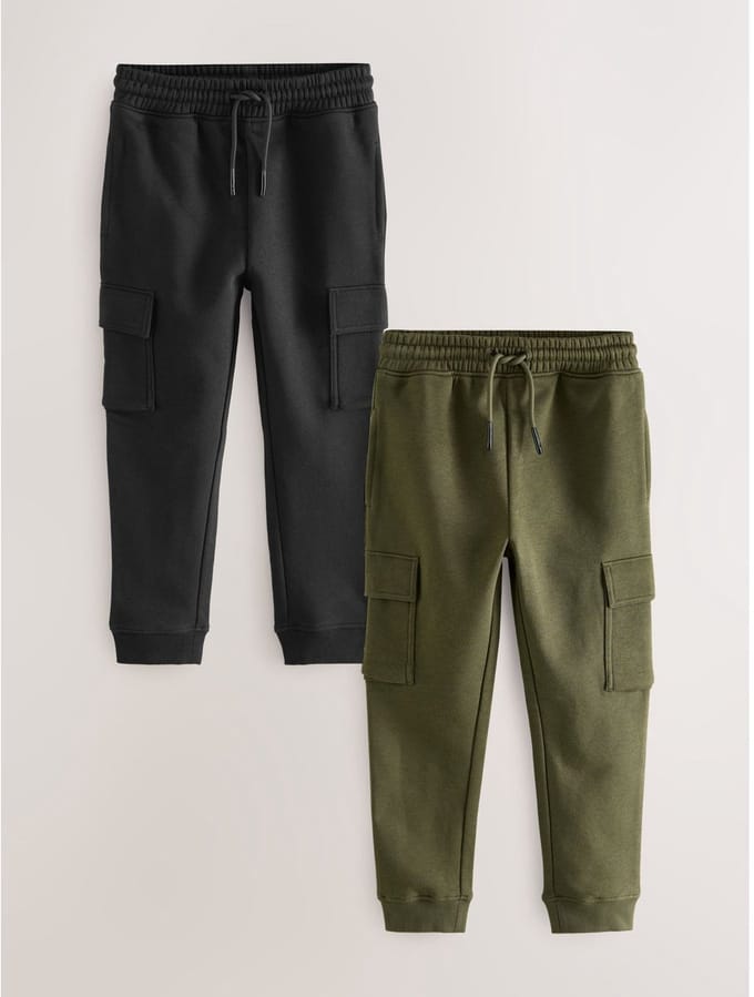 Next - Jongens - Set van 2 slim-fit cargojoggingbroeken - Zwart