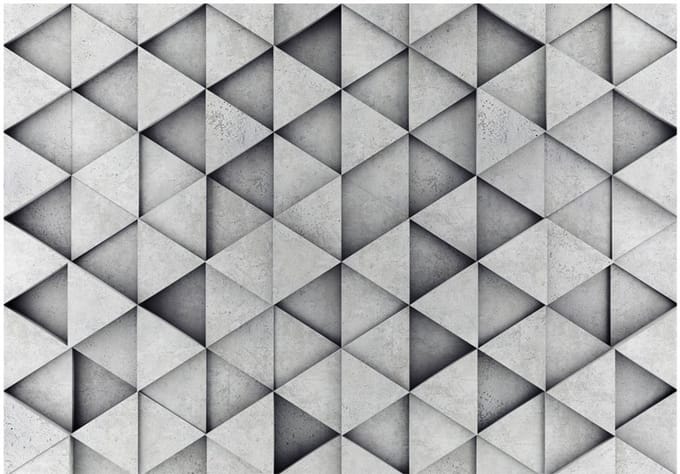 Fotobehangkoning - Behang - Vliesbehang - Fotobehang - Grey Triangles - 400 x 280 cm