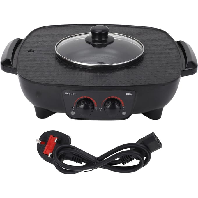 Barbecue Hot Pot à double usage, marmite électrique à induction black