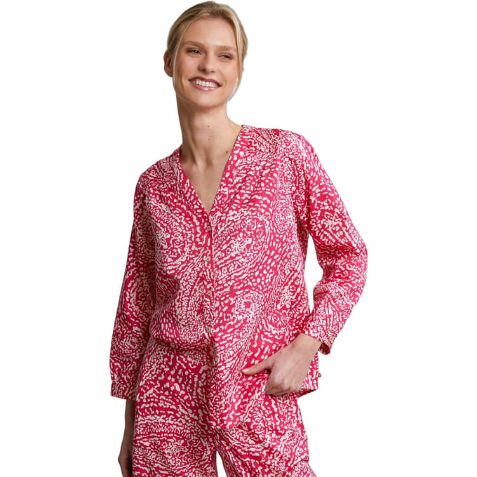 River Woods Fuchsia/white Buttoned Fantasy V-neck Blouse Größe: 36 | Blusen Outlet | Damen | Weiß