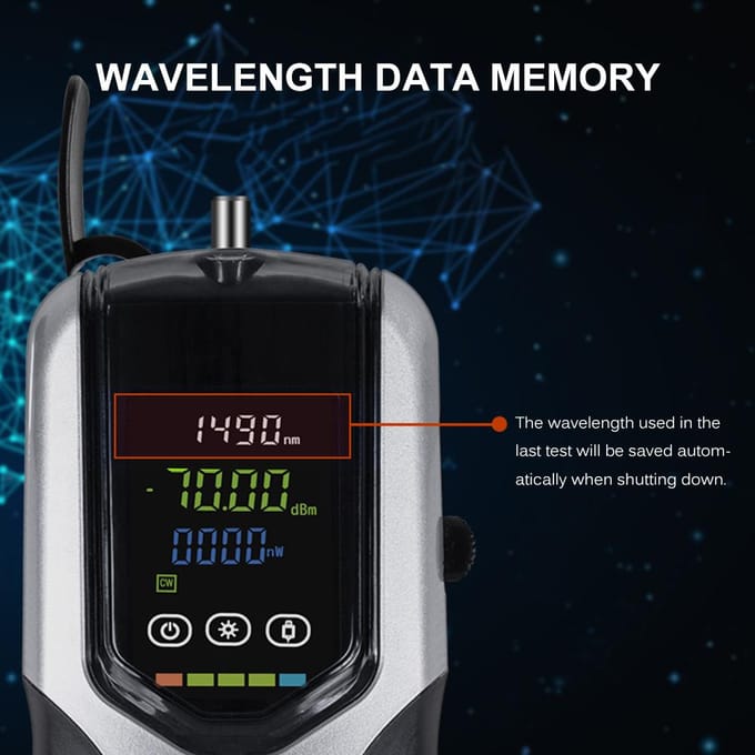 Draagbare optische vermogensmeter -70~+3dBm Oplaadbare optische vermogenstester Draagbare digitale mini zwart