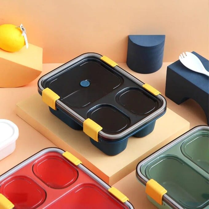 Boîte à bento portable pour le stockage des aliments en plein air, boîte à lunch étanche pour enfants avec tasse à soupe et boîtes à petit-déjeuner vert