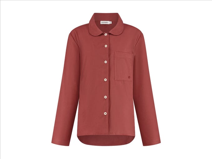 Yumeko pyjamashirt dames flanel fluweel rood l