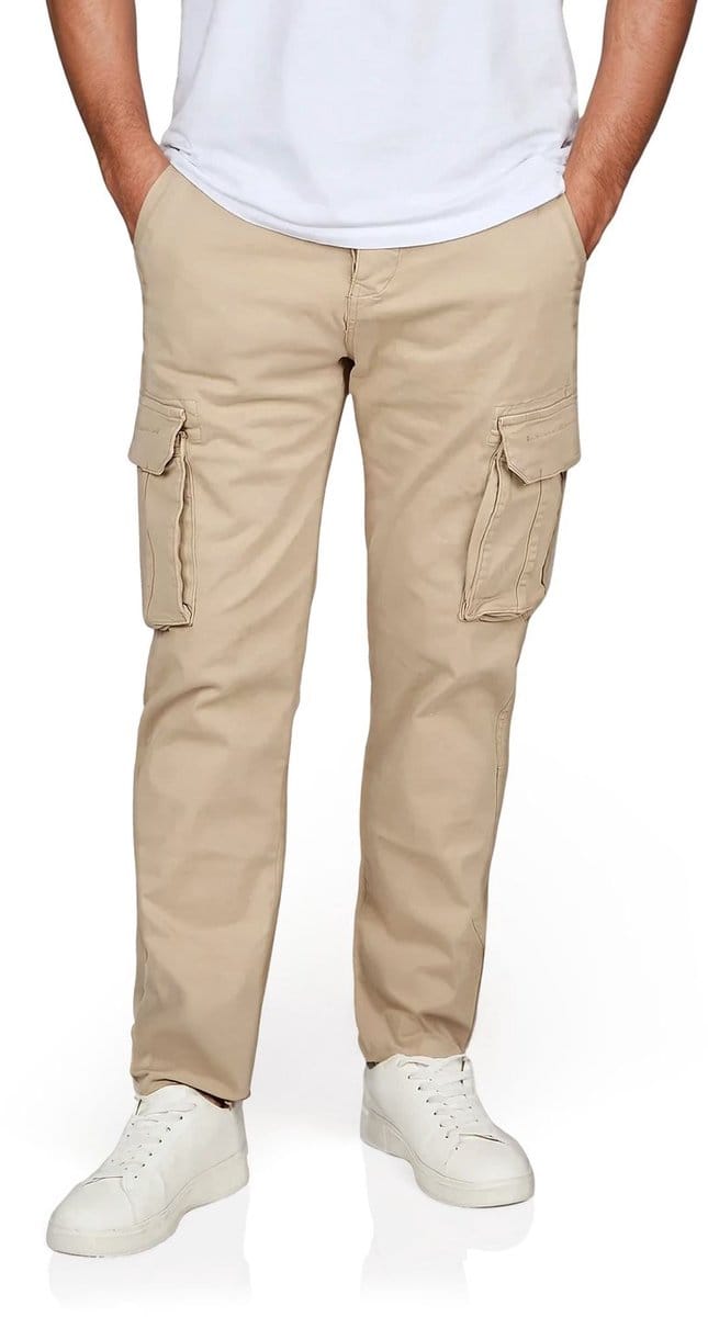DENIMFY Heren Cargo Broek DFLuke regular/straight Beige Volwassenen Cargobroek