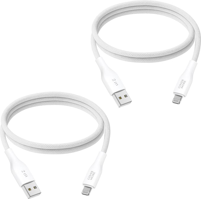 Oplaadkabel geschikt voor iPhone - Lightning kabel 2 meter - 2 stuks - Stevig - Nylon - Wit