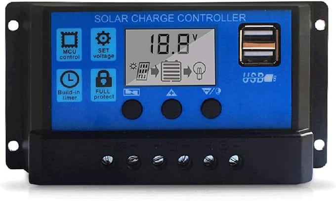 Solar Laadregelaar 100A met USB, Instelbaar LCD Scherm voor Zonnepanelen