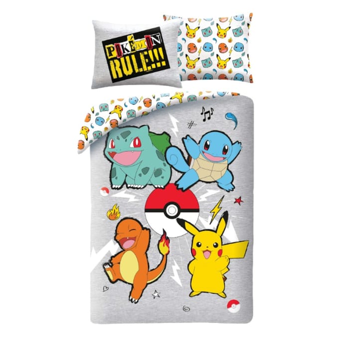 Pokemon Dekbedovertrek - 140 x 200 cm - Polyester - Grijs