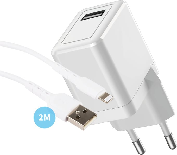 12w Oplader set geschikt voor iPad 9.7 inch - Lightning naar usb Kabel 2 Meter - Wit