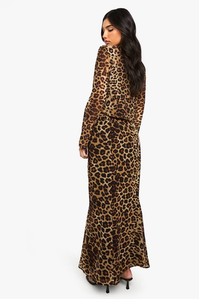 boohoo Dames Luipaardprint Geweven Maxi Rok | Leopard | Maat: 10