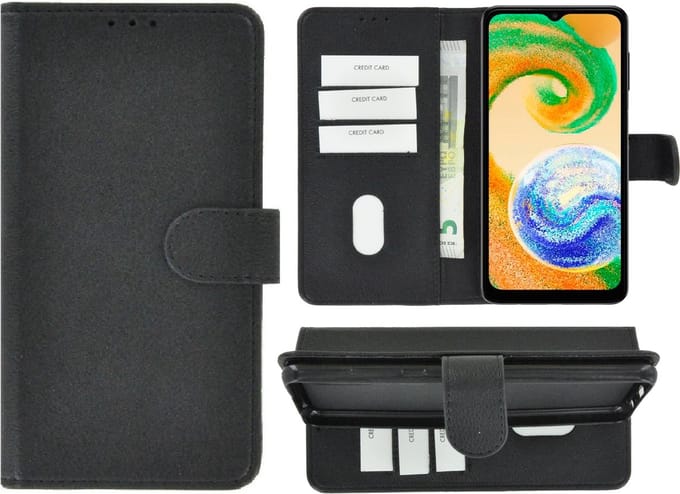 MoDo hoesje geschikt voor Samsung Galaxy A04s - Kunstleer Book Case - Zwart