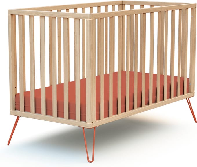 JURABABY Kinderbed ONLY in hout Beuken en Terracotta 60 x 120 cm