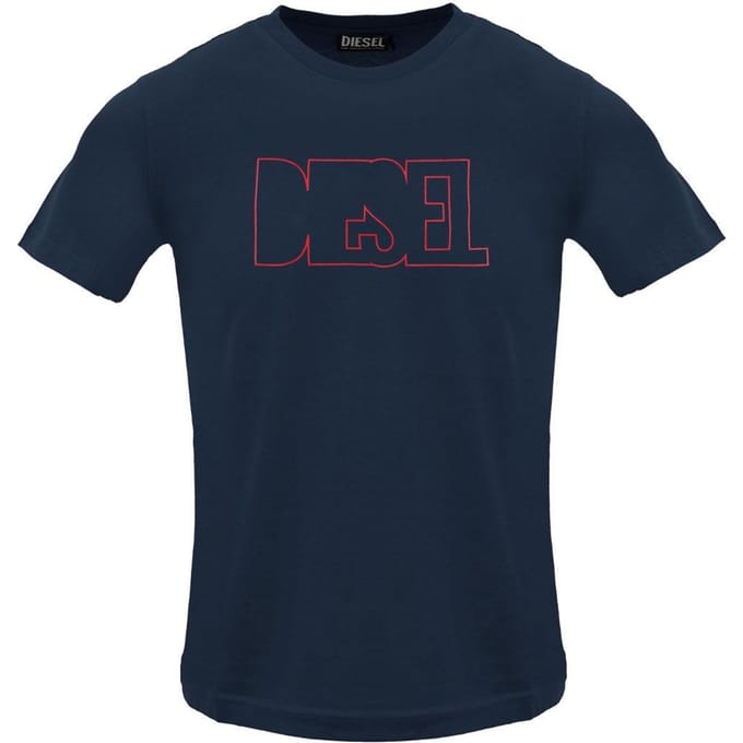 Diesel Heren Logo Outline T-Shirt (Totale Verduistering)