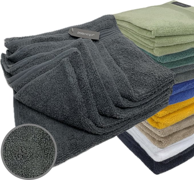 iSleep Terry Gastendoekje - 6 Stuks - 30x50 cm - Antraciet