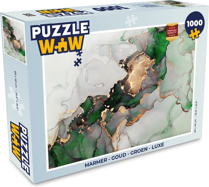 Puzzel Marmer - Goud - Groen - Luxe - Legpuzzel - Puzzel 1000 stukjes volwassenen