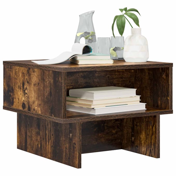 vidaXL - Salontafel - Rook - Eiken - 48 - x - 46 - x - 35 - cm - Bewerkt - hout