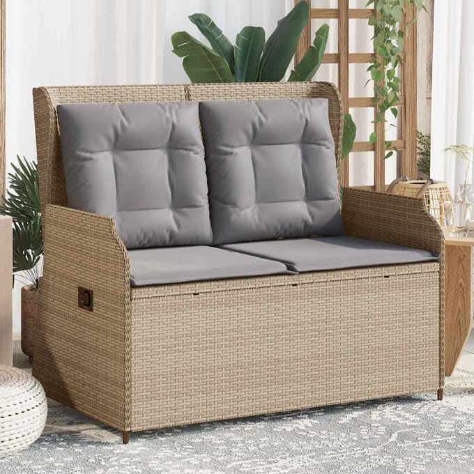 vidaXL Tuinbank Beige poly rattan