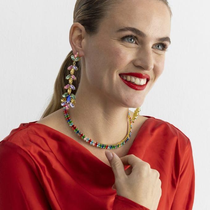 Luxenter ketting met veelkleurige kristal, 18k gouden afwerking - Nex schoon