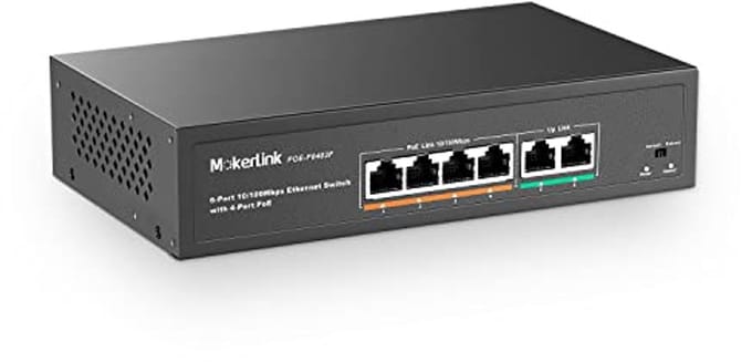 4-poorts PoE Switch met 2 Uplink Ethernet-poorten, 78W Vermogen, Fanless en Plug & Play