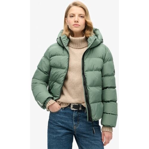 Superdry Sports Pufferjas met Capuchon Groen Grootte: 36