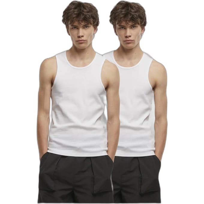 Urban Classics - Ribbed Undershirt 2Pack Tanktop - 3XL - Wit/Wit
