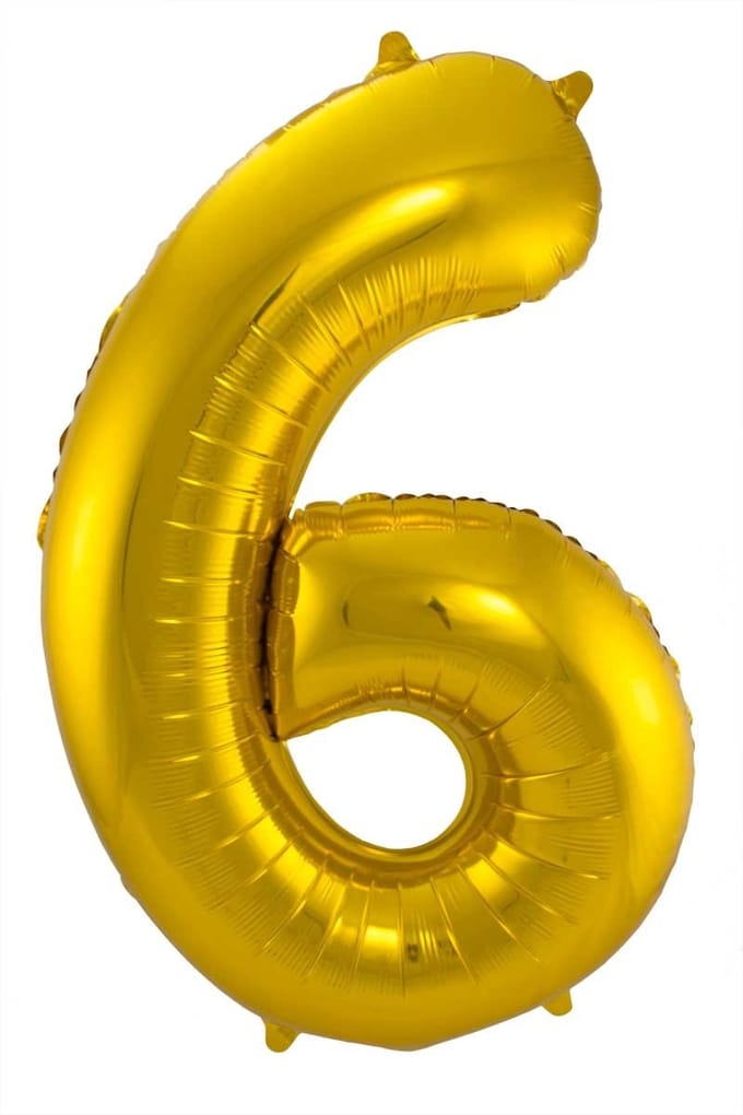 Folieballon 6 jaar - Goud - 86 cm
