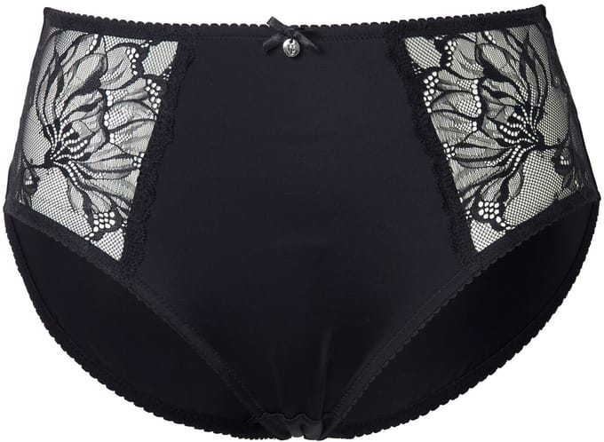 Ulla Popken - Dames - Midislip microvezel kant aan de zijkanten - Zwart - Maat 62+