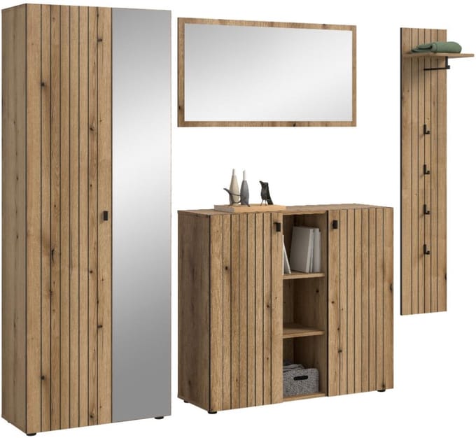 Station garderobe opstelling eik decor.