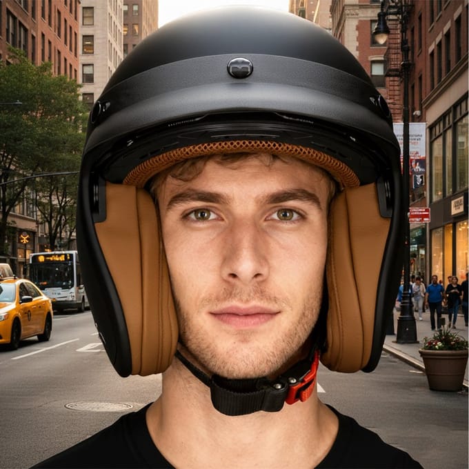 DAWNRISE Jethelm ECE 22.06 - Retro scooterhelm - Mat zwart - Maat M