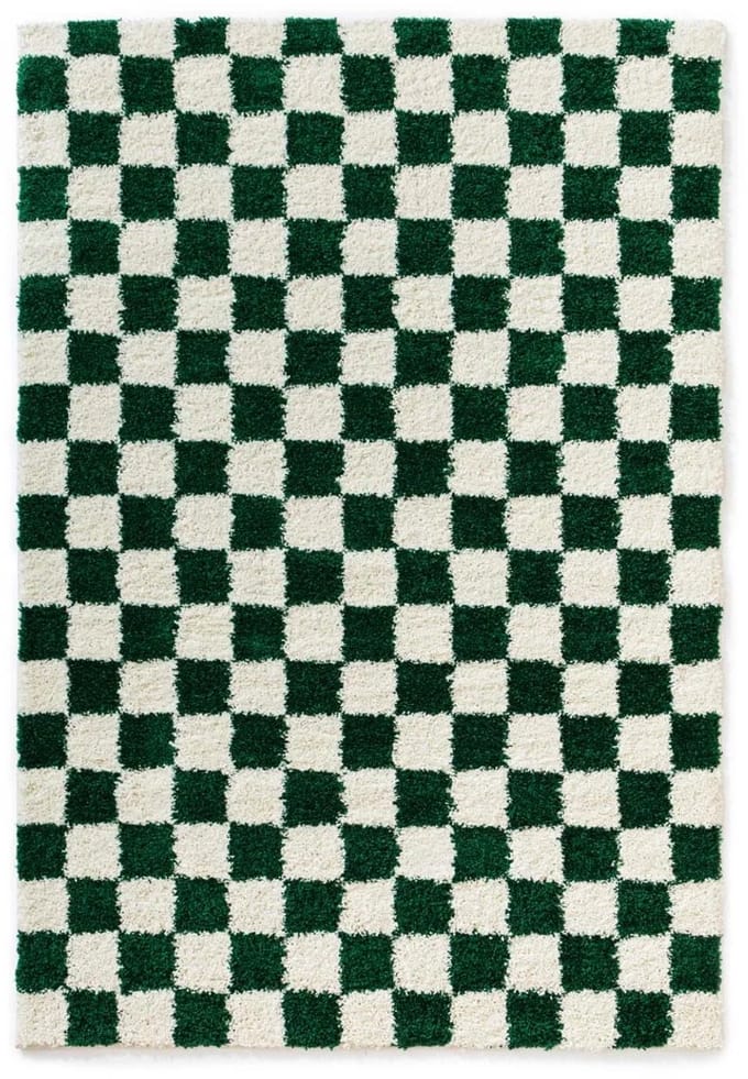 Checkerboard vloerkleed - Check ivoor/jade 80x150