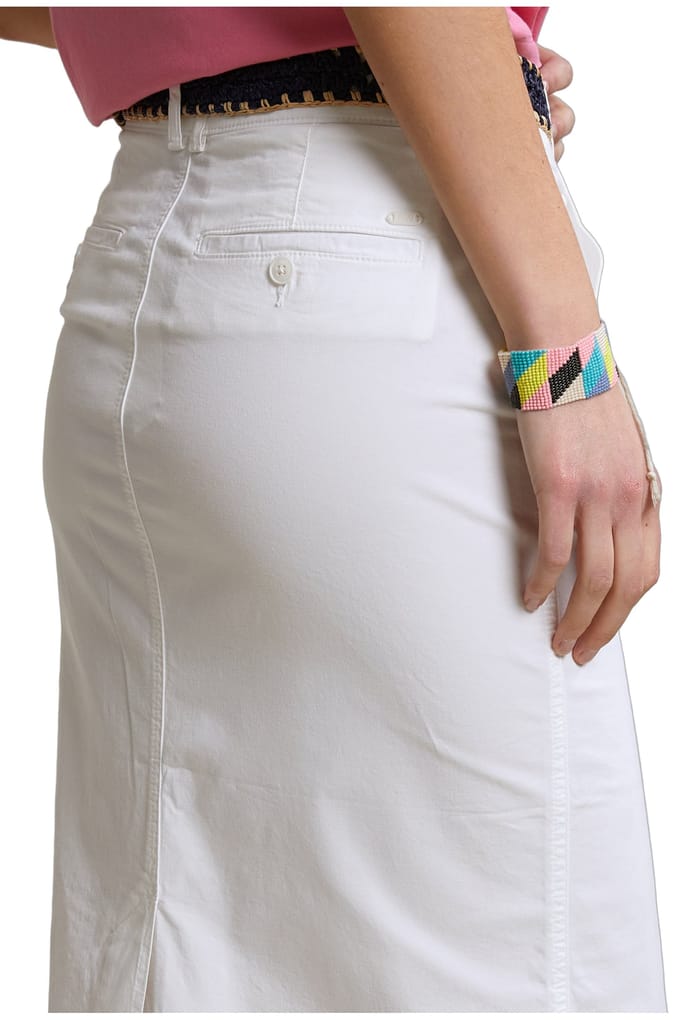 River Woods White Midi Stretch Skirt With Split Taglia: 36 | Minigonne Outlet | Donna | Bianco