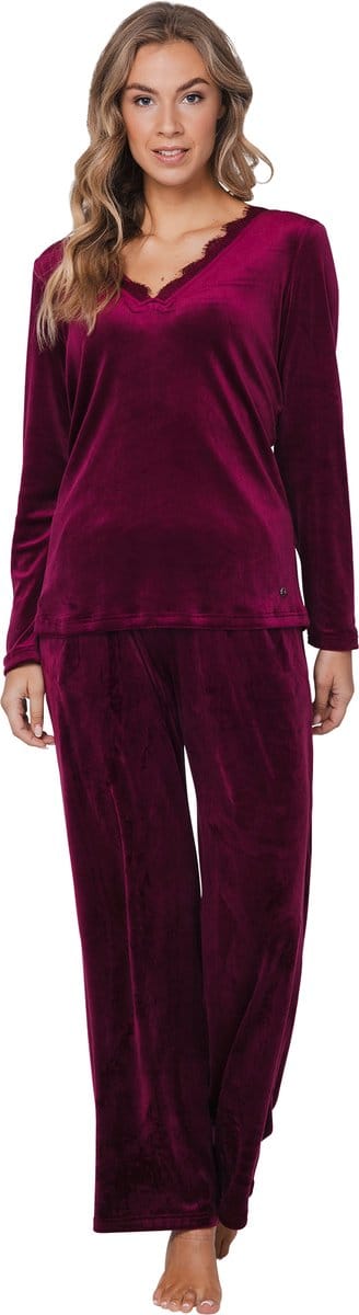 Pastunette Premium - Huispak/Pyjama - Burgundy Dream - Velours - Bordeaux - Maat 36