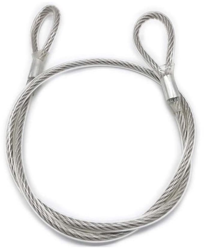 Dailygoods- Staalkabel 4 mm x 4 m - Veiligheidskabel - Dubbelring