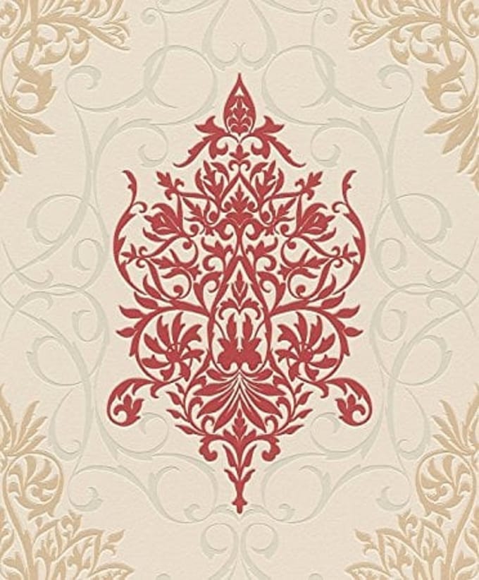 Rood barok behang rasch 796155