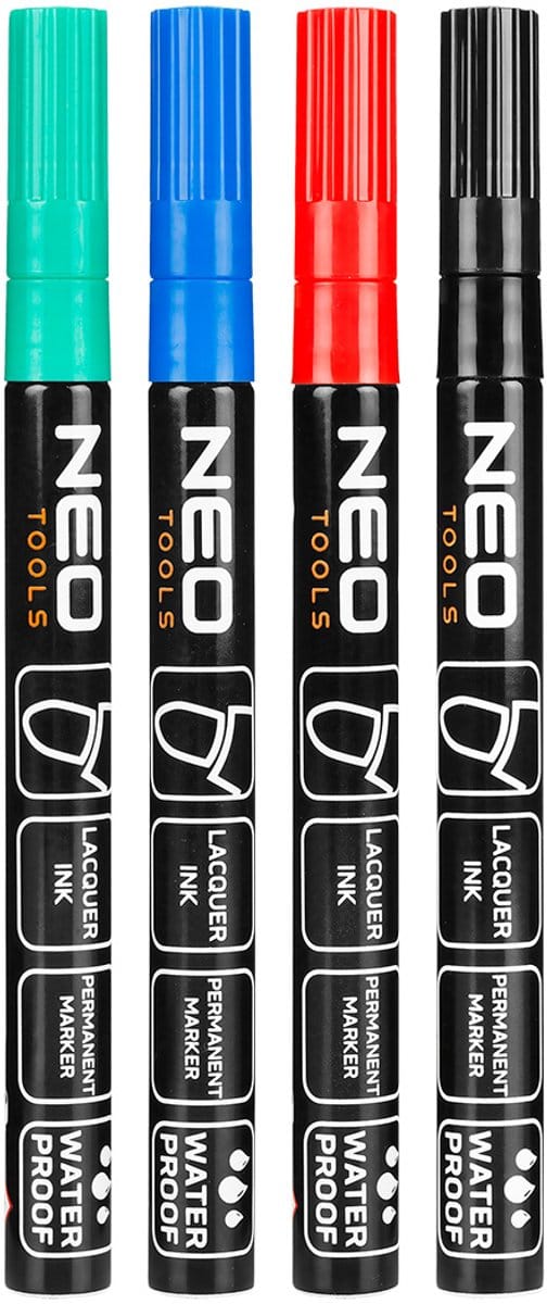 NEO TOOLS - Bouwmarker - 4 Kleuren - Permanente Inkt - Waterbestendig