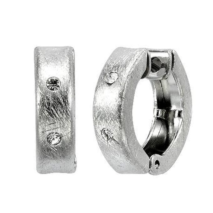 Behave - Oorring mat zilverkleur kristal details modern minimal chic