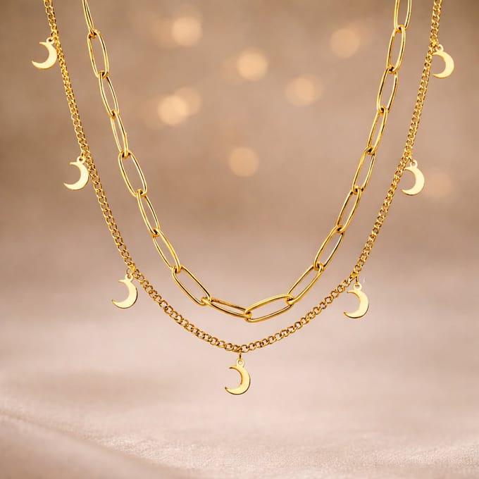 Ketting met Maantjes | Stainless Steel
