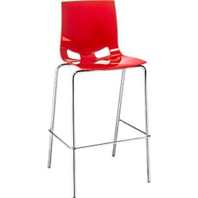 Barkruk FONDO - kunststof - verchroomd frame - rood