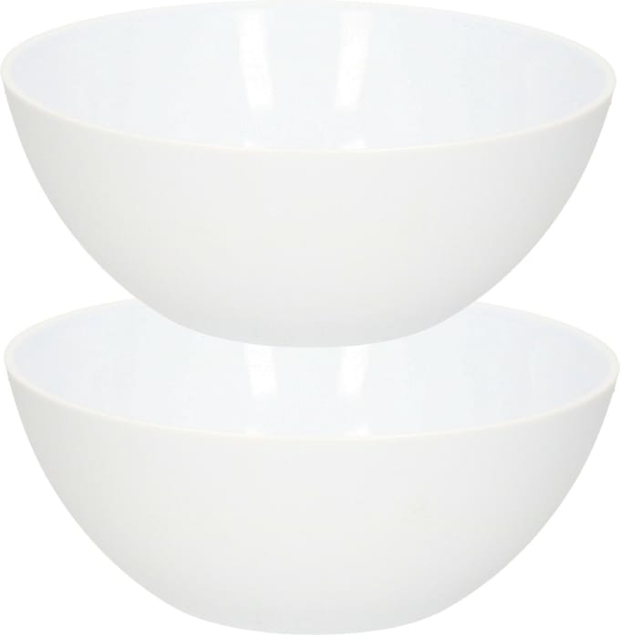 Plasticforte Serveerschaal/saladeschaal - 2x - - D20 x H8 cm - kunststof - wit