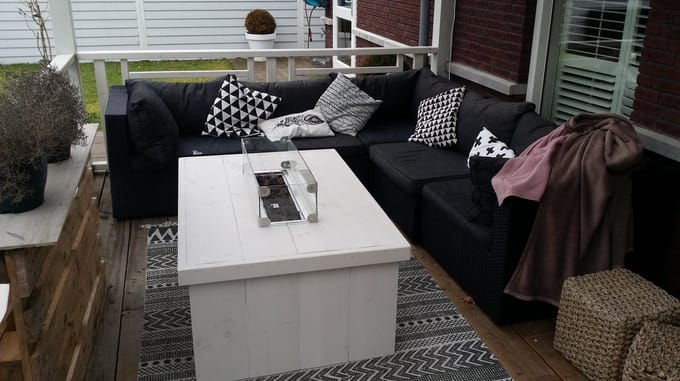 Vuurtafel Block White Wash 80x100x50