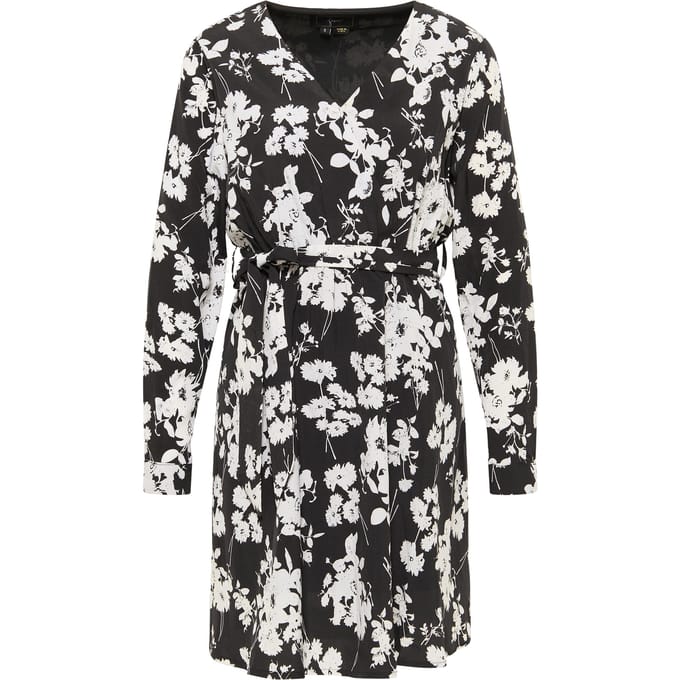 Faina Midi-jurk met bloemenprint Dames zwart wit