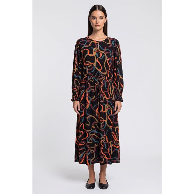 White Stuff Angie Midi Dress Black Multi Größe: 8 REGULAR | Midikleider Outlet | Damen | Schwarz
